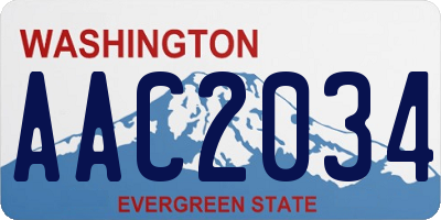 WA license plate AAC2034