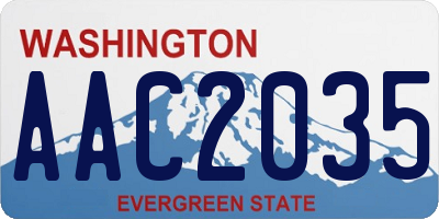 WA license plate AAC2035