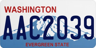 WA license plate AAC2039