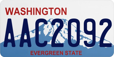WA license plate AAC2092