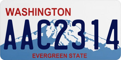 WA license plate AAC2314