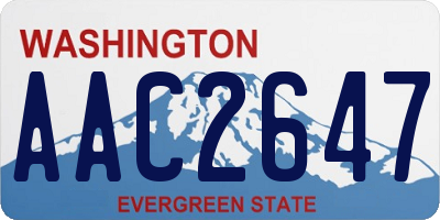 WA license plate AAC2647
