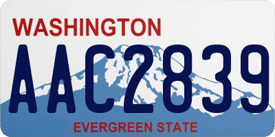 WA license plate AAC2839