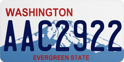 WA license plate AAC2922