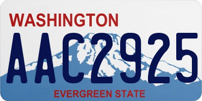 WA license plate AAC2925