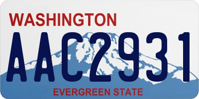 WA license plate AAC2931