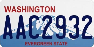 WA license plate AAC2932