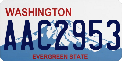 WA license plate AAC2953