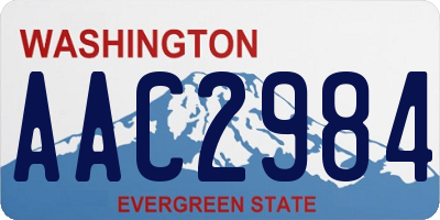 WA license plate AAC2984