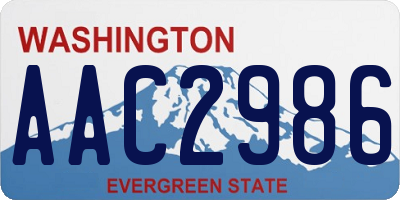 WA license plate AAC2986