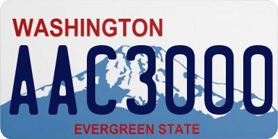 WA license plate AAC3000
