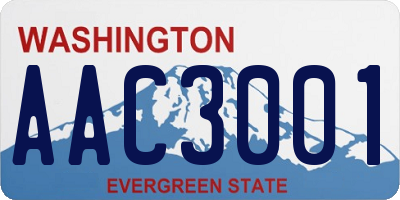 WA license plate AAC3001