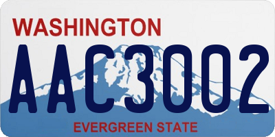 WA license plate AAC3002