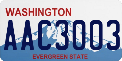 WA license plate AAC3003