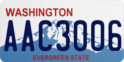 WA license plate AAC3006