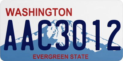 WA license plate AAC3012