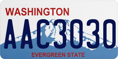 WA license plate AAC3030