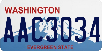 WA license plate AAC3034