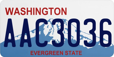 WA license plate AAC3036