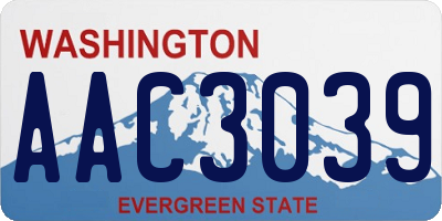 WA license plate AAC3039