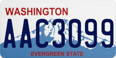 WA license plate AAC3099