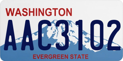WA license plate AAC3102