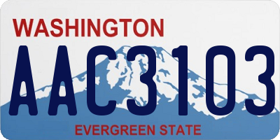 WA license plate AAC3103