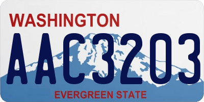 WA license plate AAC3203