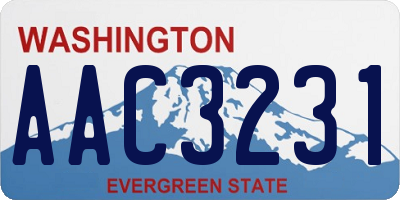 WA license plate AAC3231