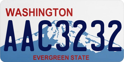 WA license plate AAC3232