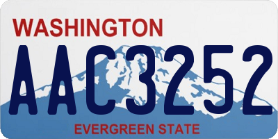 WA license plate AAC3252