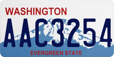 WA license plate AAC3254