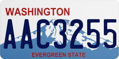WA license plate AAC3255