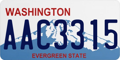 WA license plate AAC3315