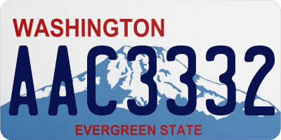 WA license plate AAC3332