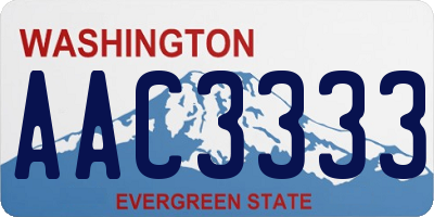 WA license plate AAC3333