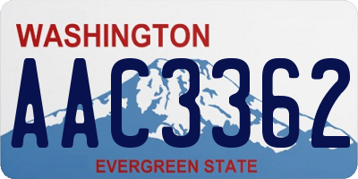 WA license plate AAC3362