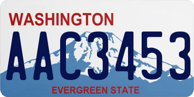 WA license plate AAC3453