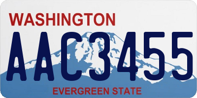 WA license plate AAC3455