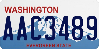 WA license plate AAC3489