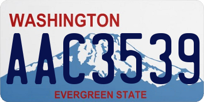 WA license plate AAC3539