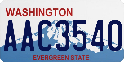 WA license plate AAC3540