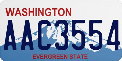 WA license plate AAC3554