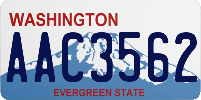 WA license plate AAC3562
