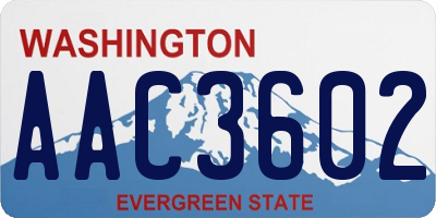 WA license plate AAC3602