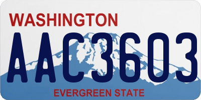 WA license plate AAC3603