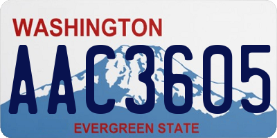WA license plate AAC3605
