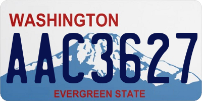 WA license plate AAC3627