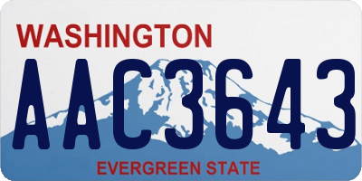 WA license plate AAC3643