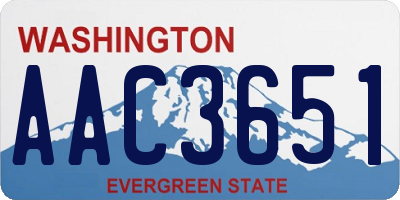 WA license plate AAC3651